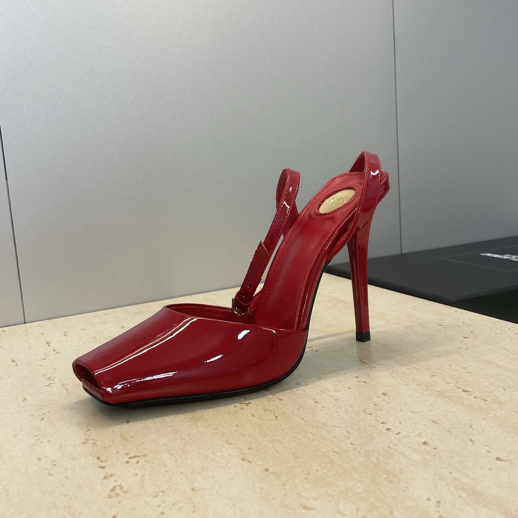 YSL 26S HEELED SANDALS 95 MM IN RED CALFSKIN