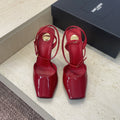 YSL 26S HEELED SANDALS 95 MM IN RED CALFSKIN
