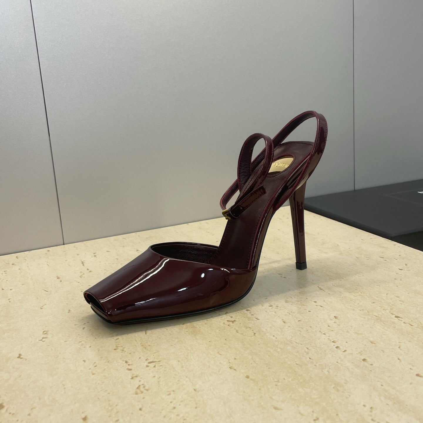 YSL 26S HEELED SANDALS 95 MM IN DARK RED CALFSKIN