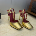 YSL 26S HEELED SANDALS 95 MM IN GOLD CALFSKIN