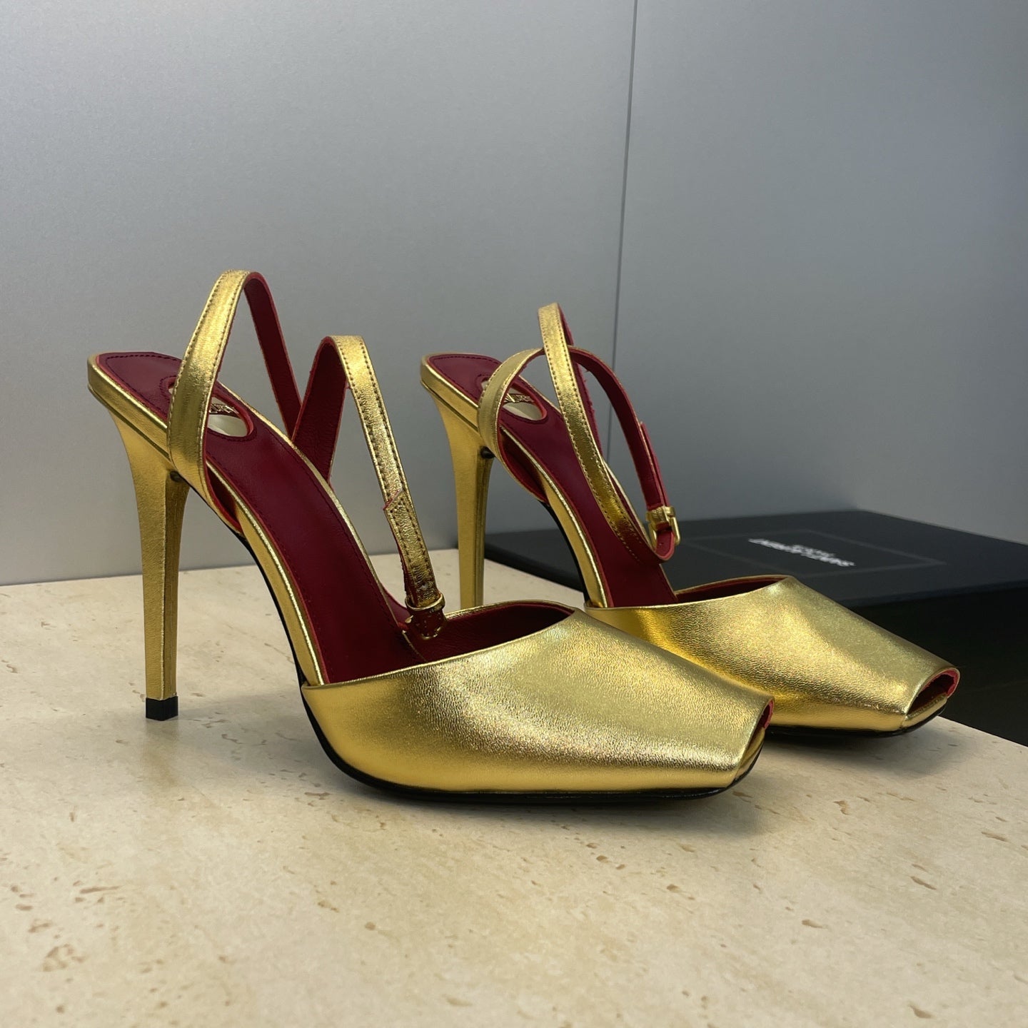 YSL 26S HEELED SANDALS 95 MM IN GOLD CALFSKIN