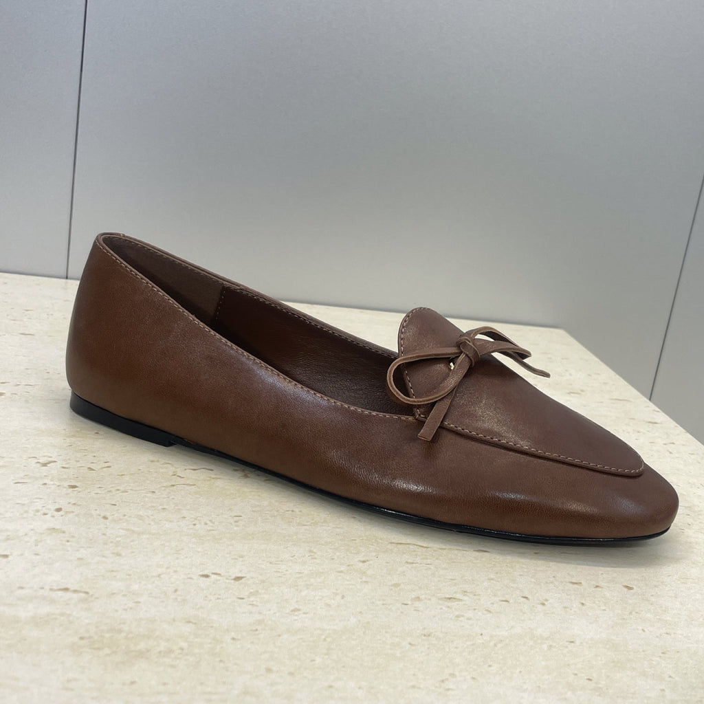 CELINE 26S BALLET FLATS IN DARK BROWN LAMBSKIN WITH BOW