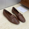 CELINE 26S BALLET FLATS IN DARK BROWN LAMBSKIN WITH BOW