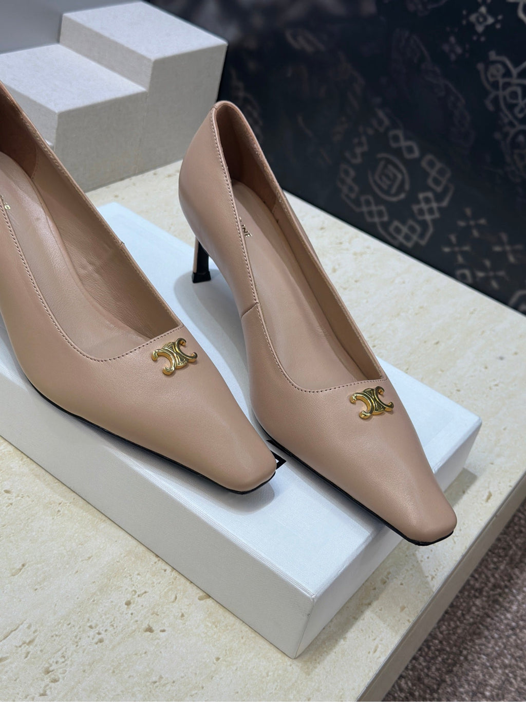 CELINE 26S HIGH HEELS 65 MM IN NUDE BEIGE CALFSKIN