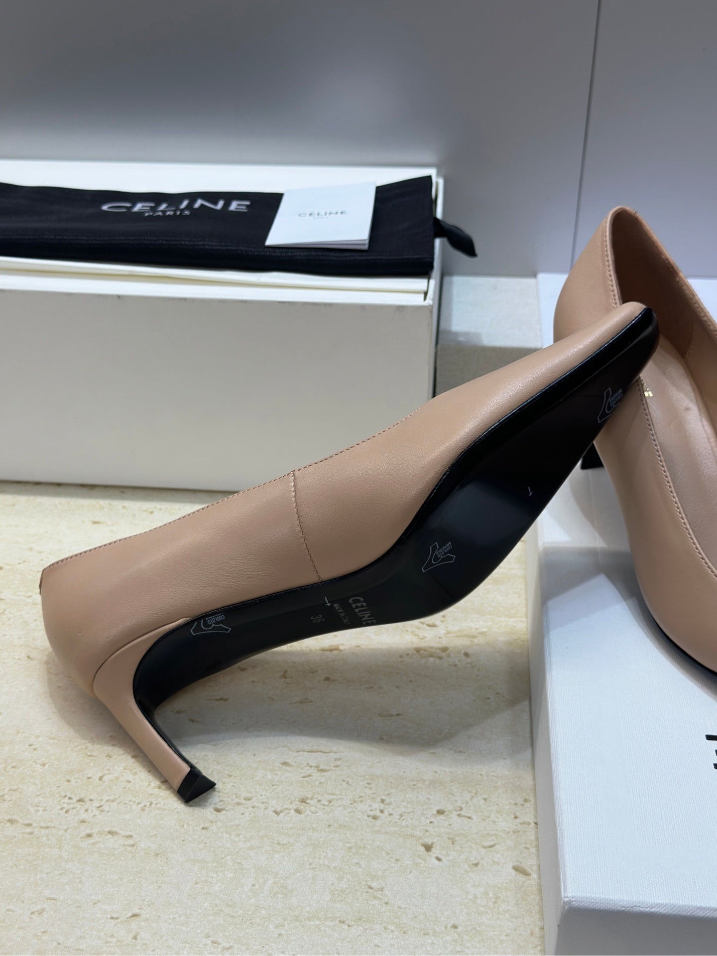 CELINE 26S HIGH HEELS 65 MM IN NUDE BEIGE CALFSKIN
