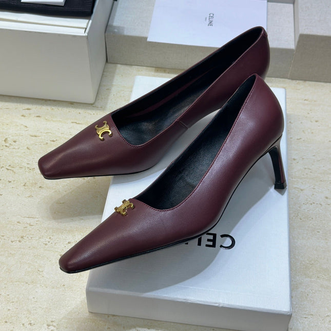 CELINE 26S HIGH HEELS 65 MM IN DARK RED CALFSKIN