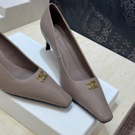 CELINE 26S HIGH HEELS 65 MM IN BEIGE GREY CALFSKIN