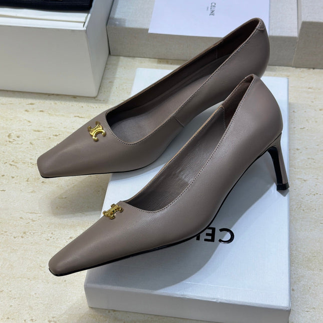 CELINE 26S HIGH HEELS 65 MM IN BEIGE GREY CALFSKIN