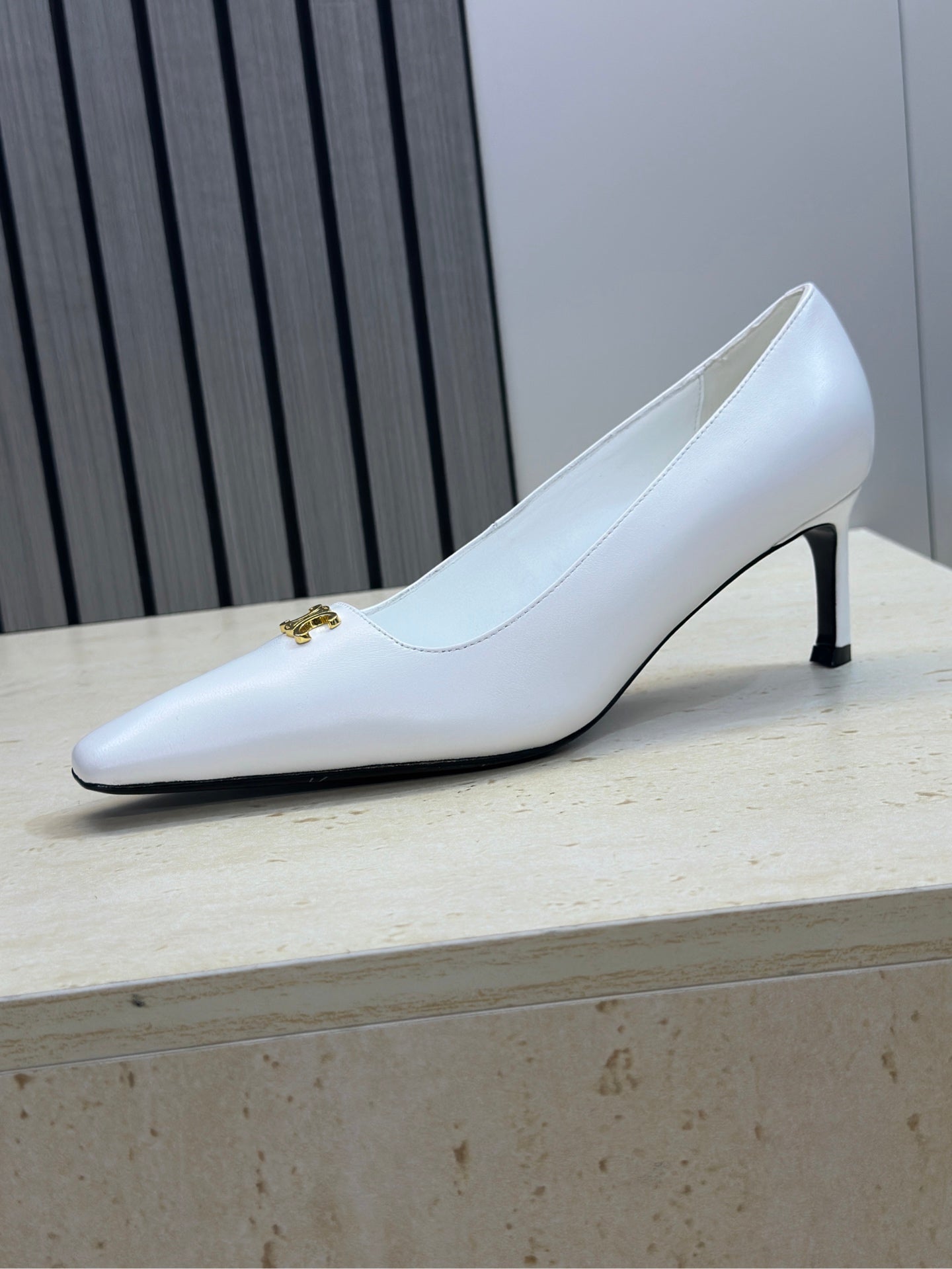 CELINE 26S HIGH HEELS 65 MM IN WHITE CALFSKIN