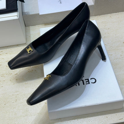 CELINE 26S HIGH HEELS 65 MM IN BLACK CALFSKIN