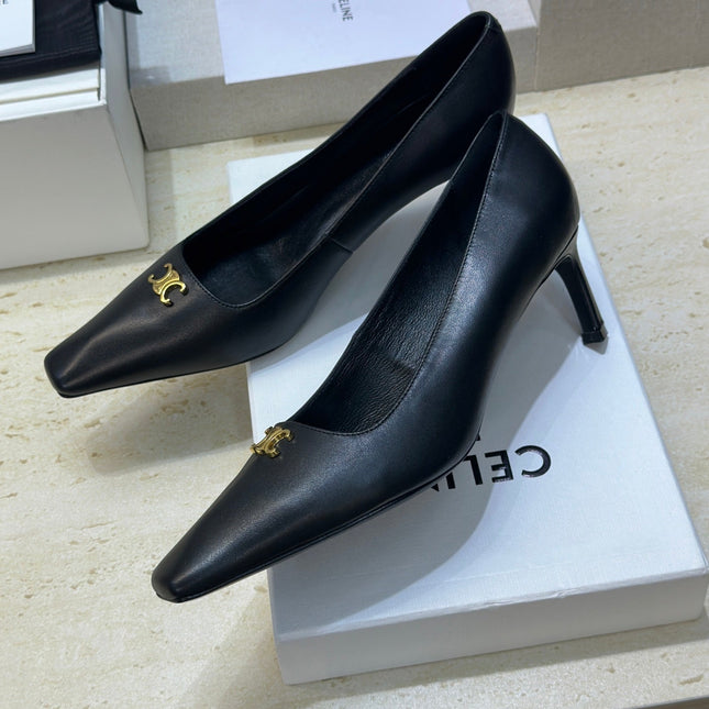 CELINE 26S HIGH HEELS 65 MM IN BLACK CALFSKIN