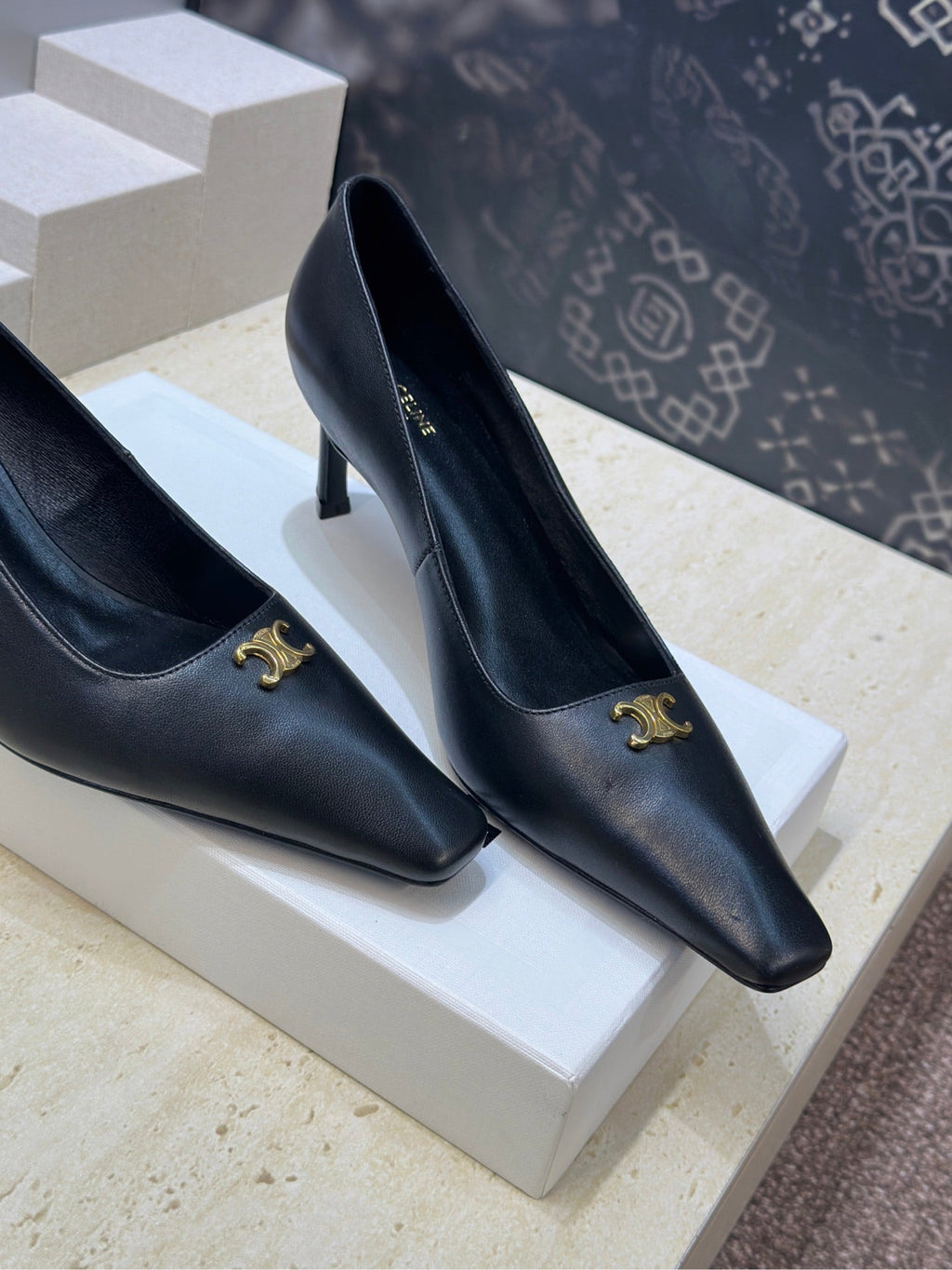 CELINE 26S HIGH HEELS 65 MM IN BLACK CALFSKIN