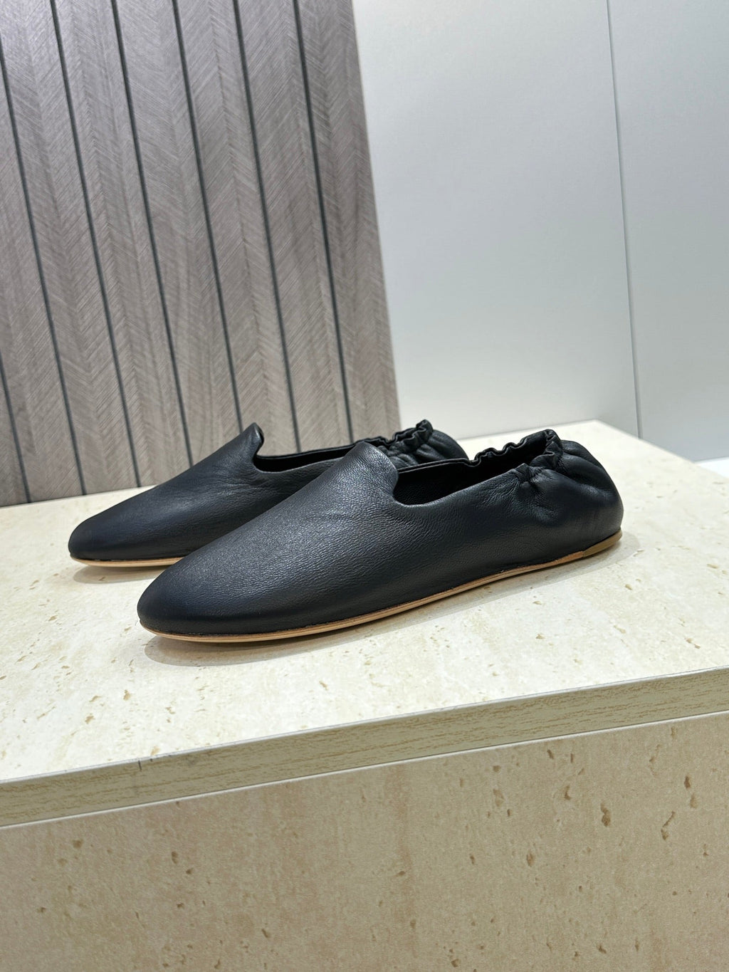 THE ROW 26S BALLET FLATS IN BLACK CALFSKIN
