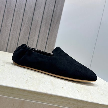 THE ROW 26S BALLET FLATS IN BLACK SUEDE