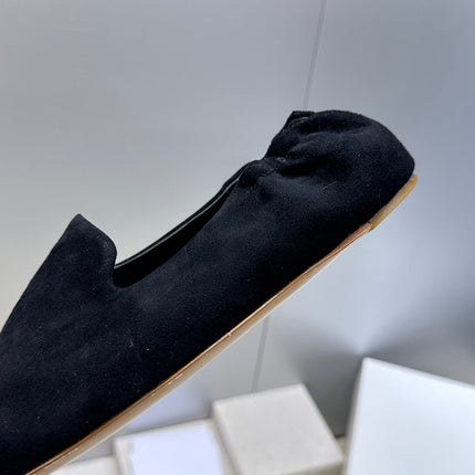 THE ROW 26S BALLET FLATS IN BLACK SUEDE