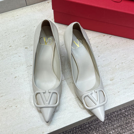 VALENTINO 26S HIGH HEELS 80 MM IN CREAM WHITE CALFSKIN