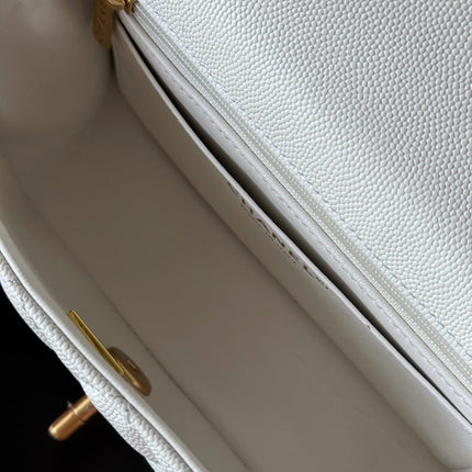 CHANEL 25S FLAP BAG 20 CM IN WHITE CAVIAR LEATHER WITH GOLD HARDWARE