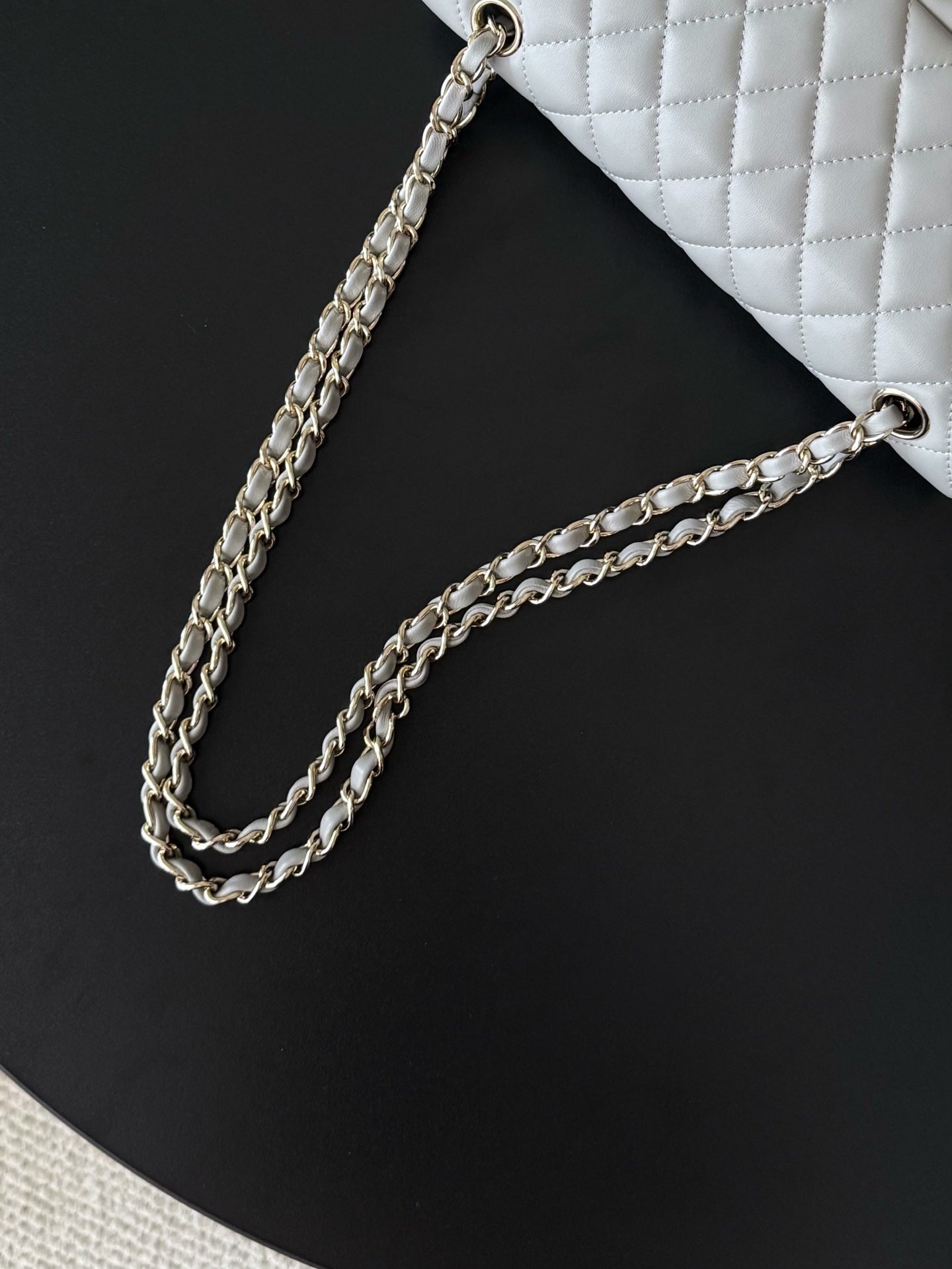 CHANEL 25S CLASSIC FLAP BAG 25 CM IN GREY LAMBSKIN WITH GOLD HARDWARE