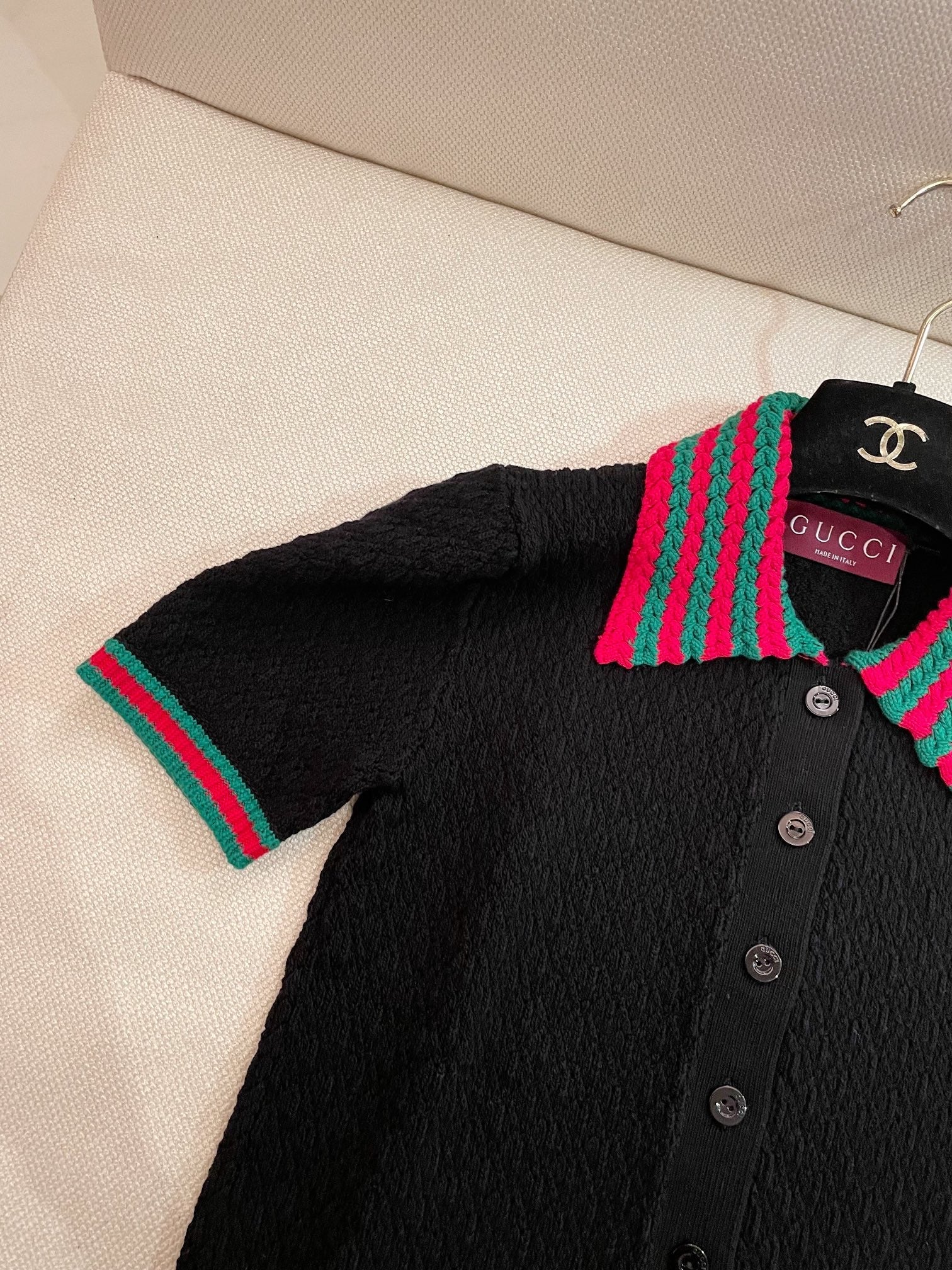 GUCCI SHORT-SLEEVE KNIT POLO SHIRT STYLE 112