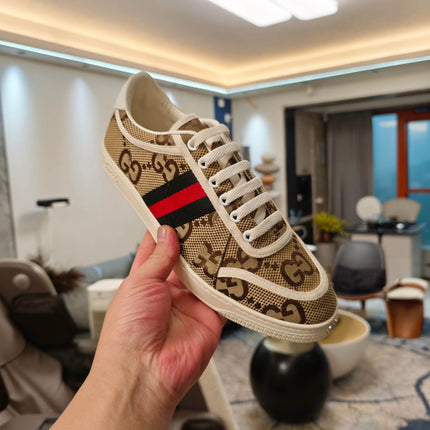 GUCCI 26S GG WEB SNEAKERS IN BEIGE GG CANVAS