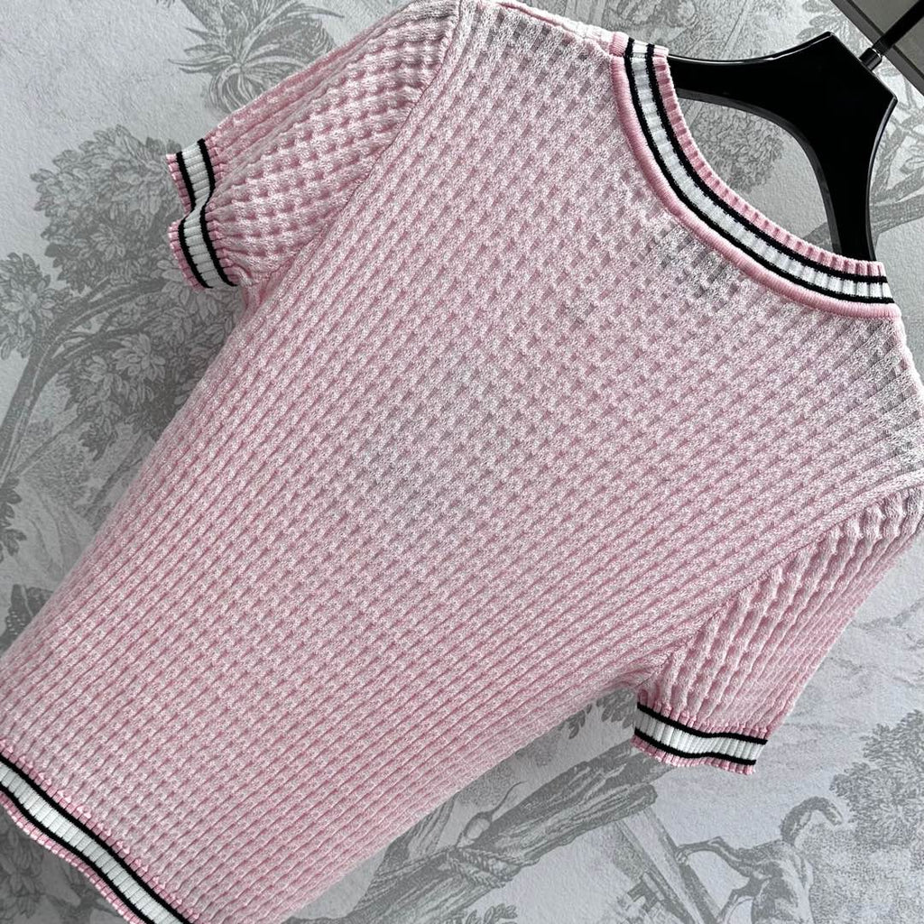 CHANEL CREW NECK SHORT-SLEEVE KNIT TOP 263649