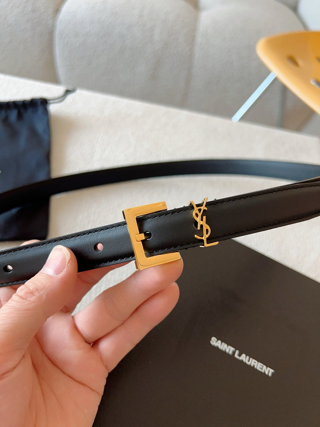 YSL 25S BELT 30 MM IN BLACK CALFSKIN 588783