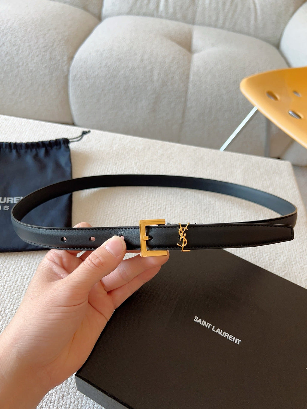 YSL 25S BELT 30 MM IN BLACK CALFSKIN 588783