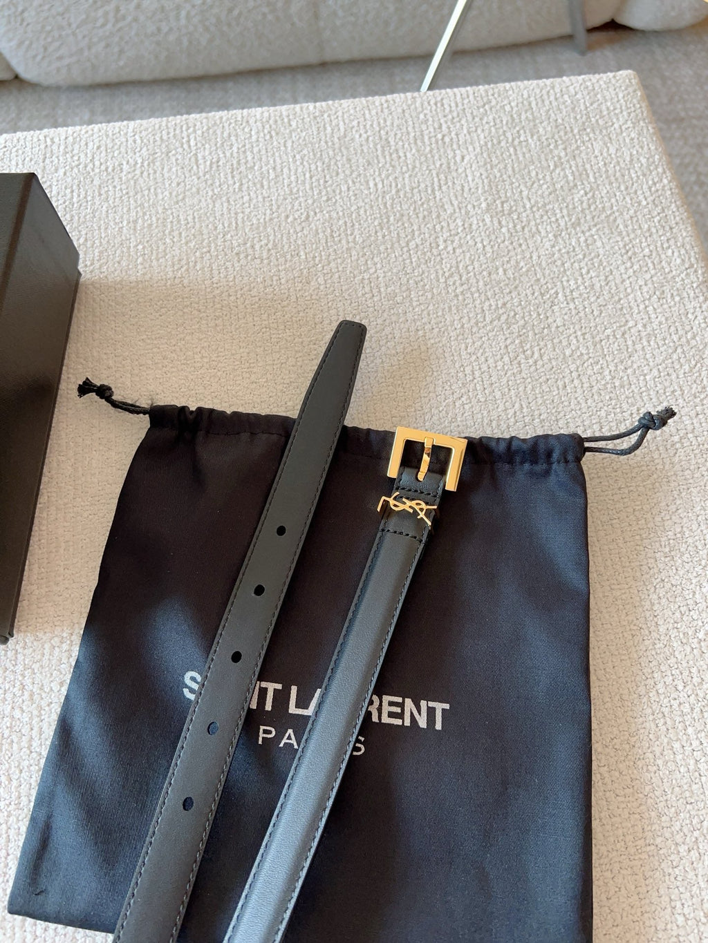 YSL 25S BELT 30 MM IN BLACK CALFSKIN 588783