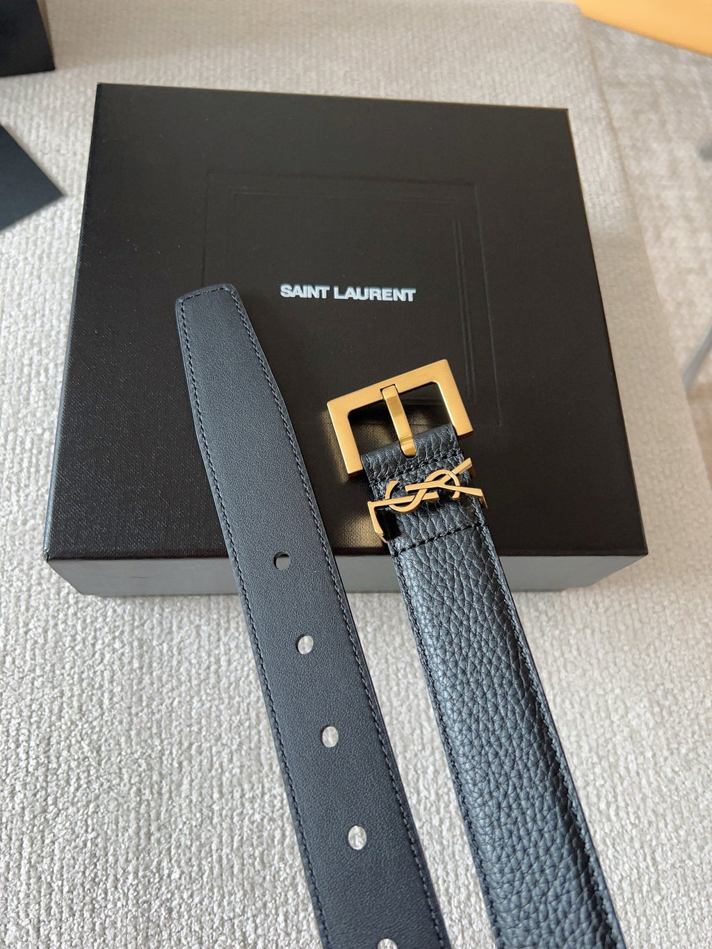 YSL 25S BELT 30 MM IN BLACK CALFSKIN 571015