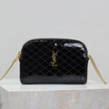 GABY ZIPPED POUCH 19 IN BLACK GLOSSY LAMBSKIN GOLD HARDWARE