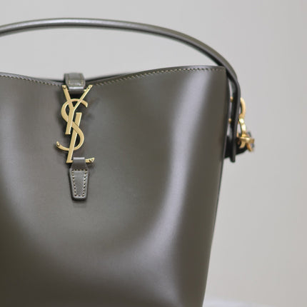 YSL 25S LE 37 MINI 20 IN DARK OLIVE CALFSKIN GOLD HARDWARE