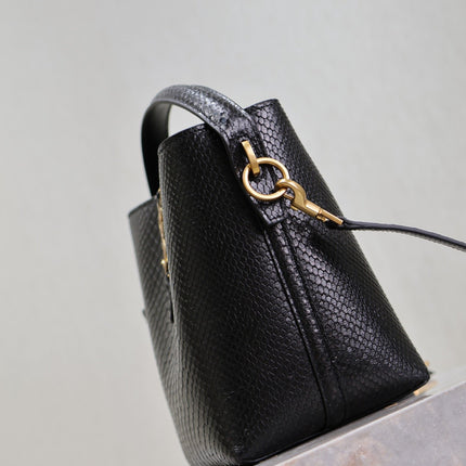 YSL 25S LE 37 20 IN BLACK SNAKE EMBOSSED CALFSKIN GOLD HARDWARE