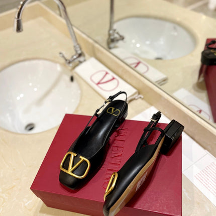 VALENTINO 26S SLINGBACK IN BLACK SMOOTH CALFSKIN