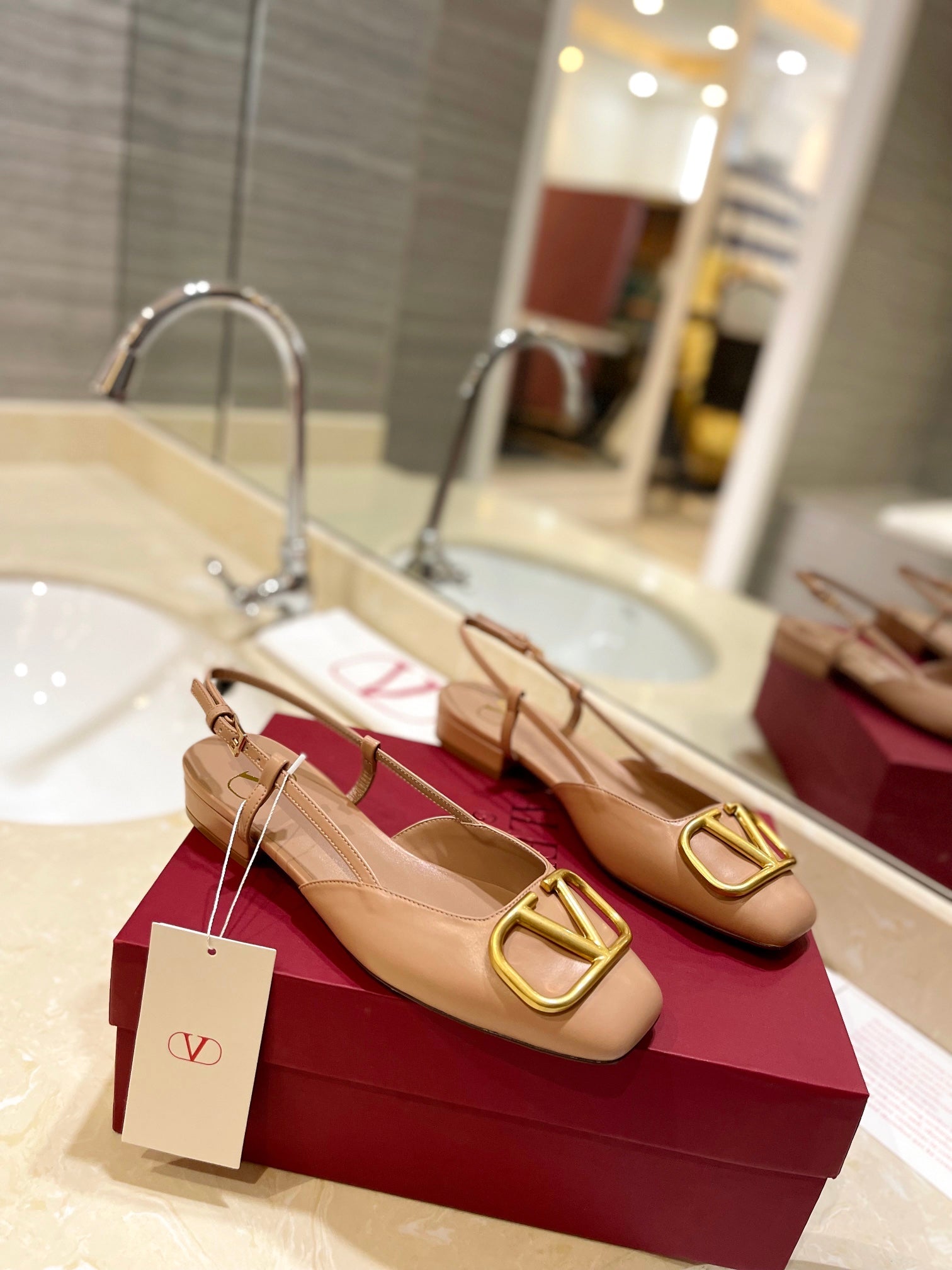 VALENTINO 26S SLINGBACK IN NUDE BEIGE SMOOTH CALFSKIN