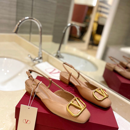 VALENTINO 26S SLINGBACK IN NUDE BEIGE SMOOTH CALFSKIN