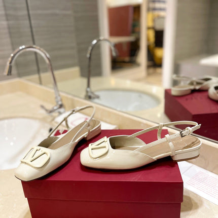 VALENTINO 26S SLINGBACK IN CREAM WHITE PATENT CALFSKIN