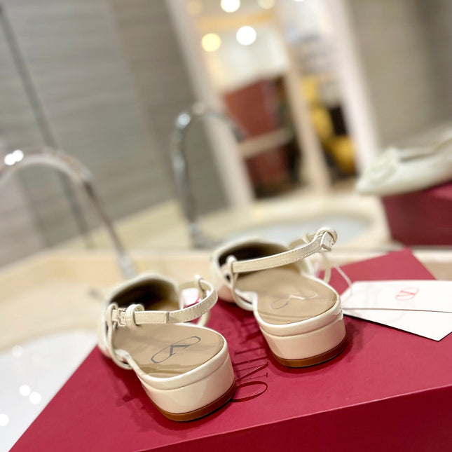 VALENTINO 26S SLINGBACK IN CREAM WHITE PATENT CALFSKIN