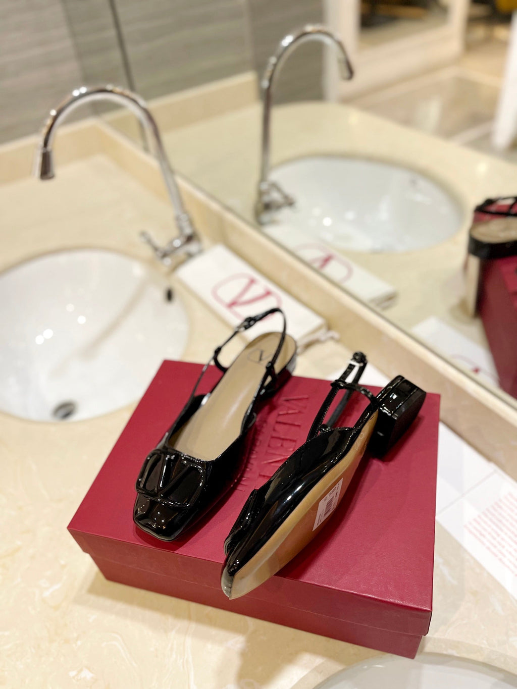 VALENTINO 26S SLINGBACK IN BLACK PATENT CALFSKIN