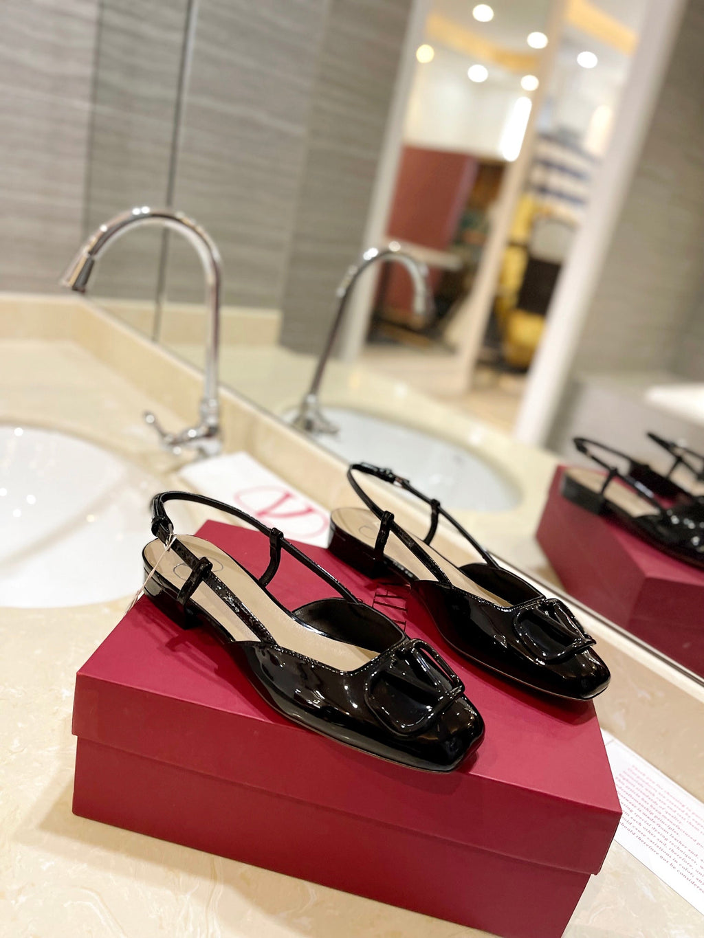 VALENTINO 26S SLINGBACK IN BLACK PATENT CALFSKIN