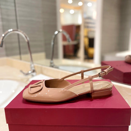 VALENTINO 26S SLINGBACK IN LIGHT BEIGE PINK PATENT CALFSKIN
