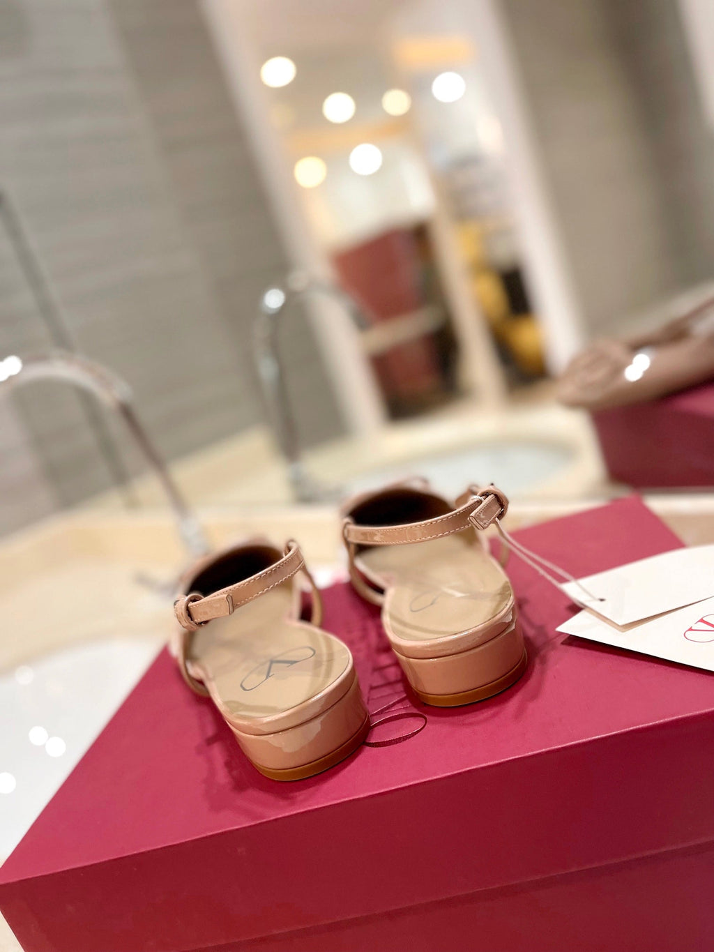 VALENTINO 26S SLINGBACK IN LIGHT BEIGE PINK PATENT CALFSKIN