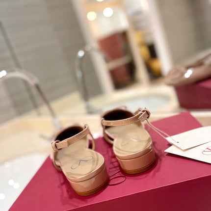 VALENTINO 26S SLINGBACK IN LIGHT BEIGE PINK PATENT CALFSKIN