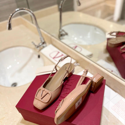 VALENTINO 26S SLINGBACK IN LIGHT BEIGE PINK PATENT CALFSKIN