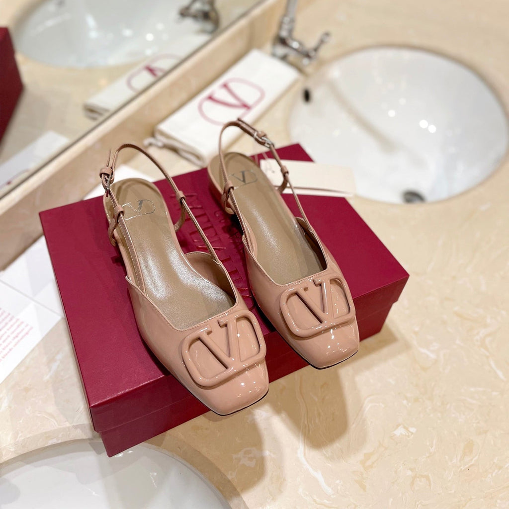 VALENTINO 26S SLINGBACK IN LIGHT BEIGE PINK PATENT CALFSKIN