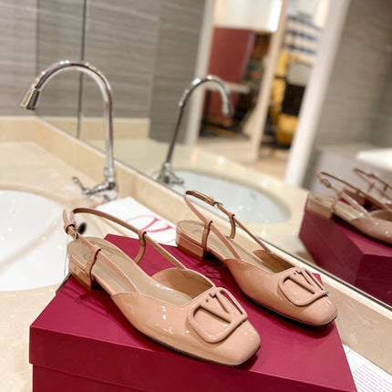 VALENTINO 26S SLINGBACK IN LIGHT BEIGE PINK PATENT CALFSKIN