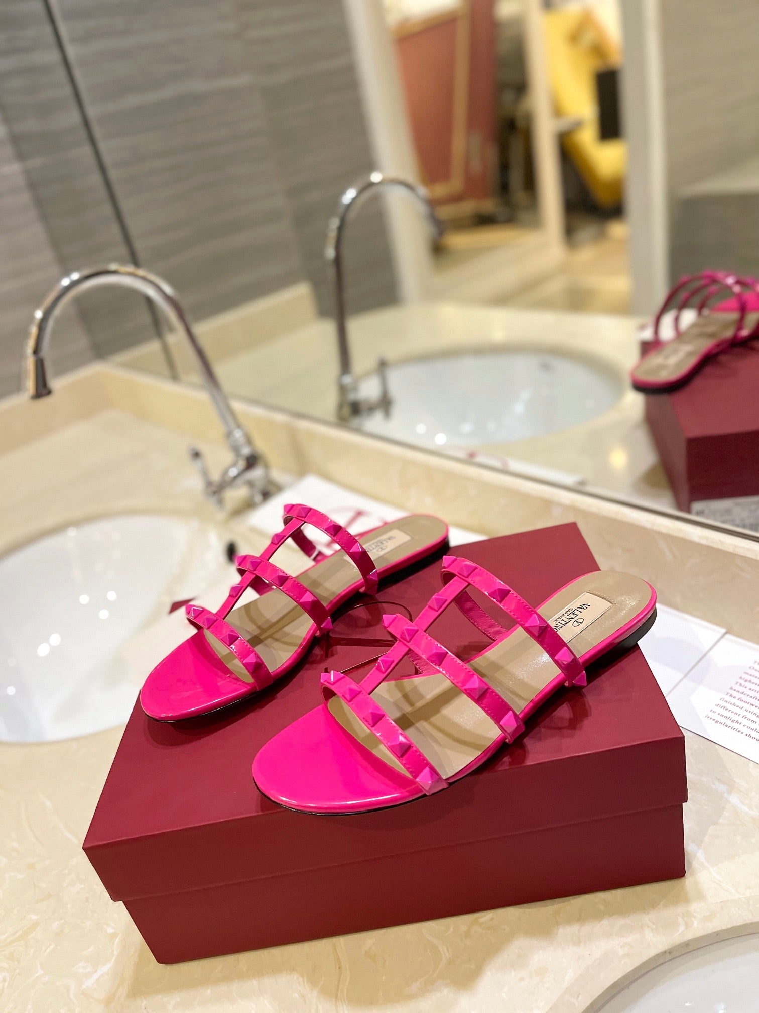 VALENTINO 26S ROCKSTUD CAGED SANDALS IN PINK CALFSKIN