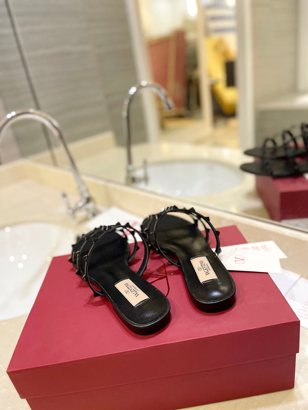 VALENTINO 26S ROCKSTUD CAGED SANDALS IN BLACK SMOOTH CALFSKIN