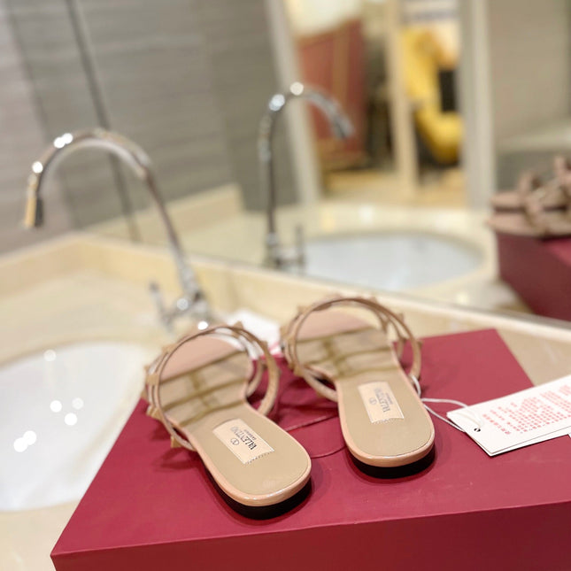VALENTINO 26S ROCKSTUD CAGED SANDALS IN NUDE CALFSKIN