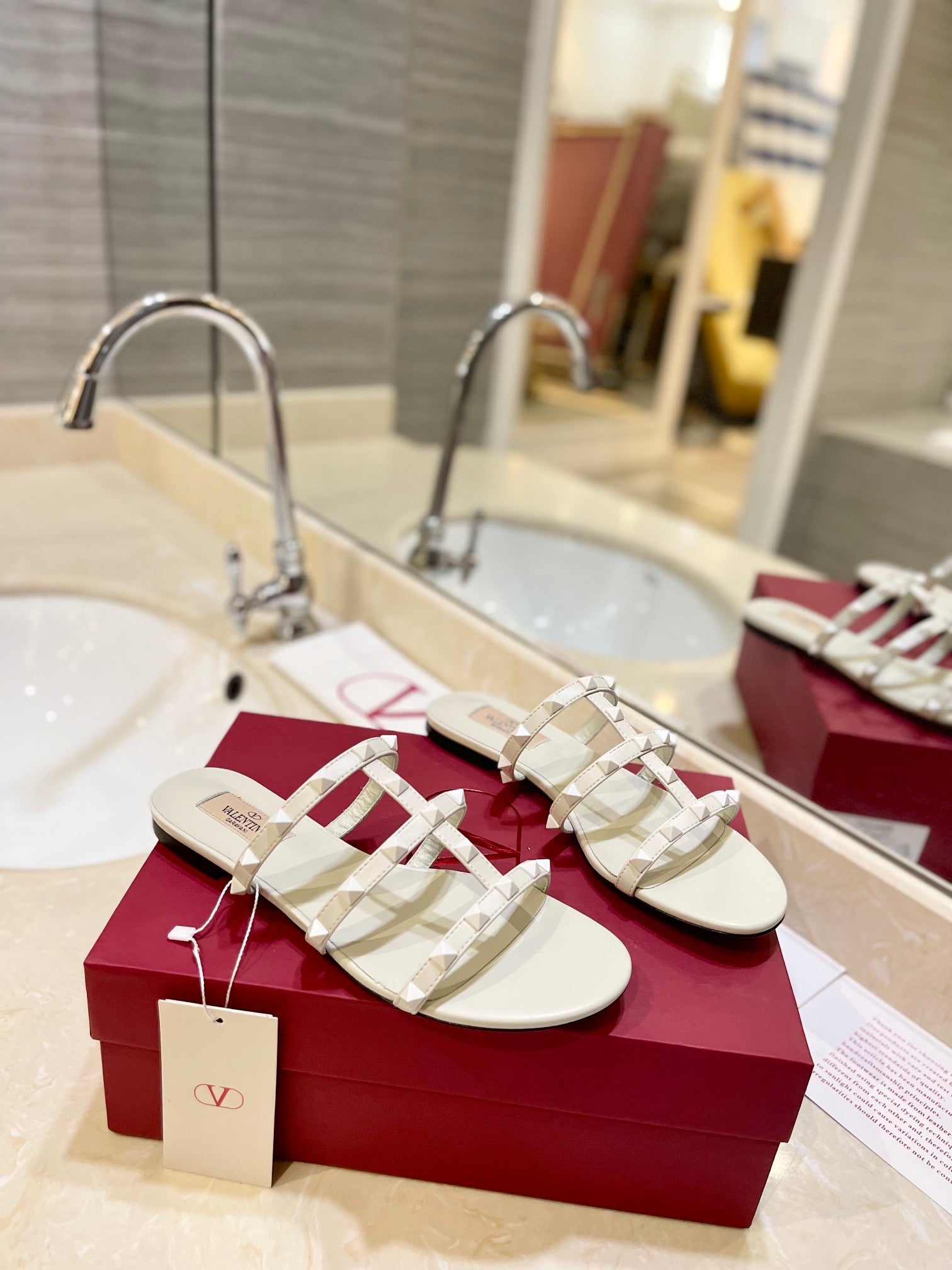 VALENTINO 26S ROCKSTUD CAGED SANDALS IN WHITE CALFSKIN