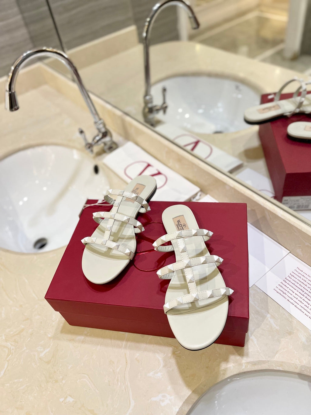 VALENTINO 26S ROCKSTUD CAGED SANDALS IN WHITE CALFSKIN